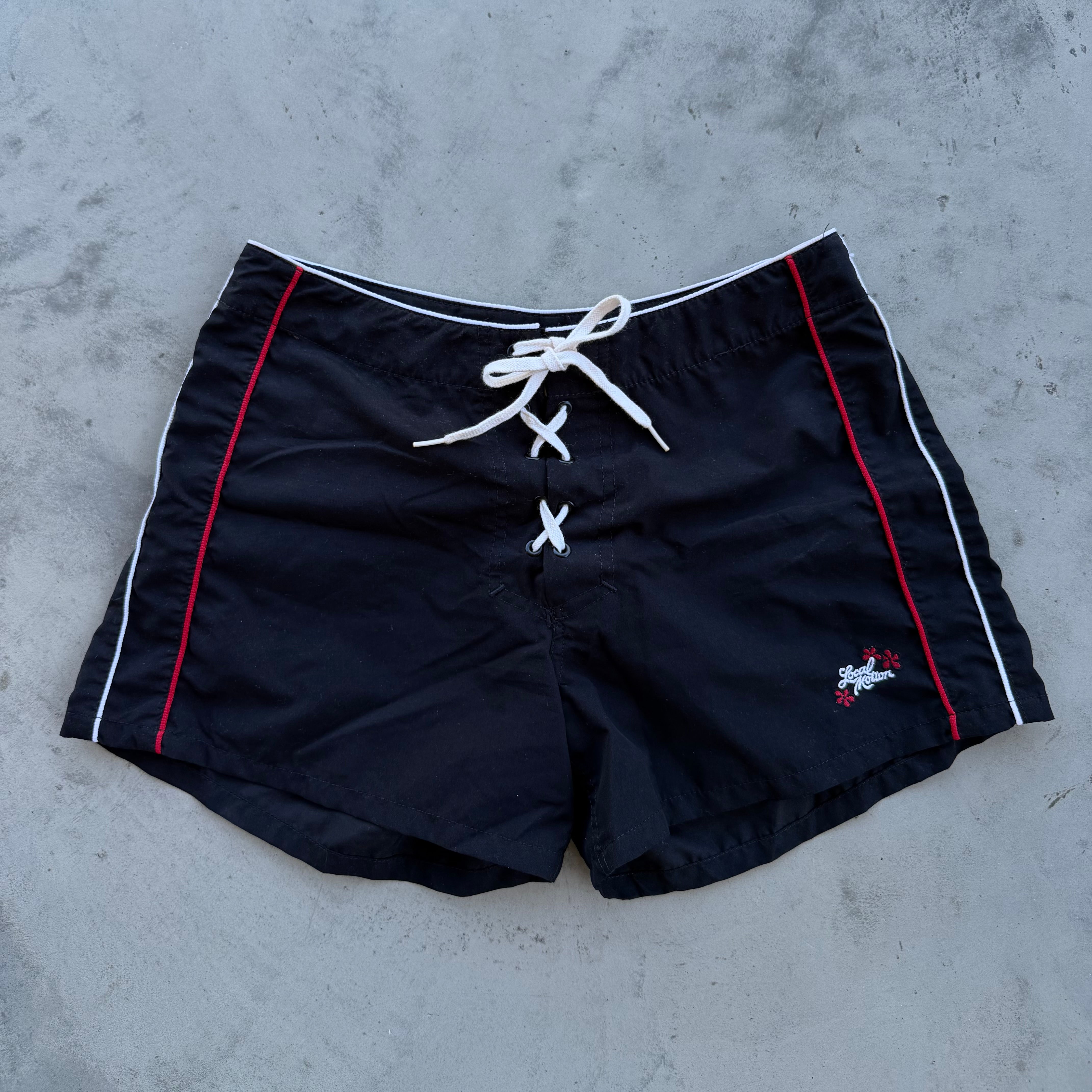 Vintage 90s Black Lace Up Boardshorts