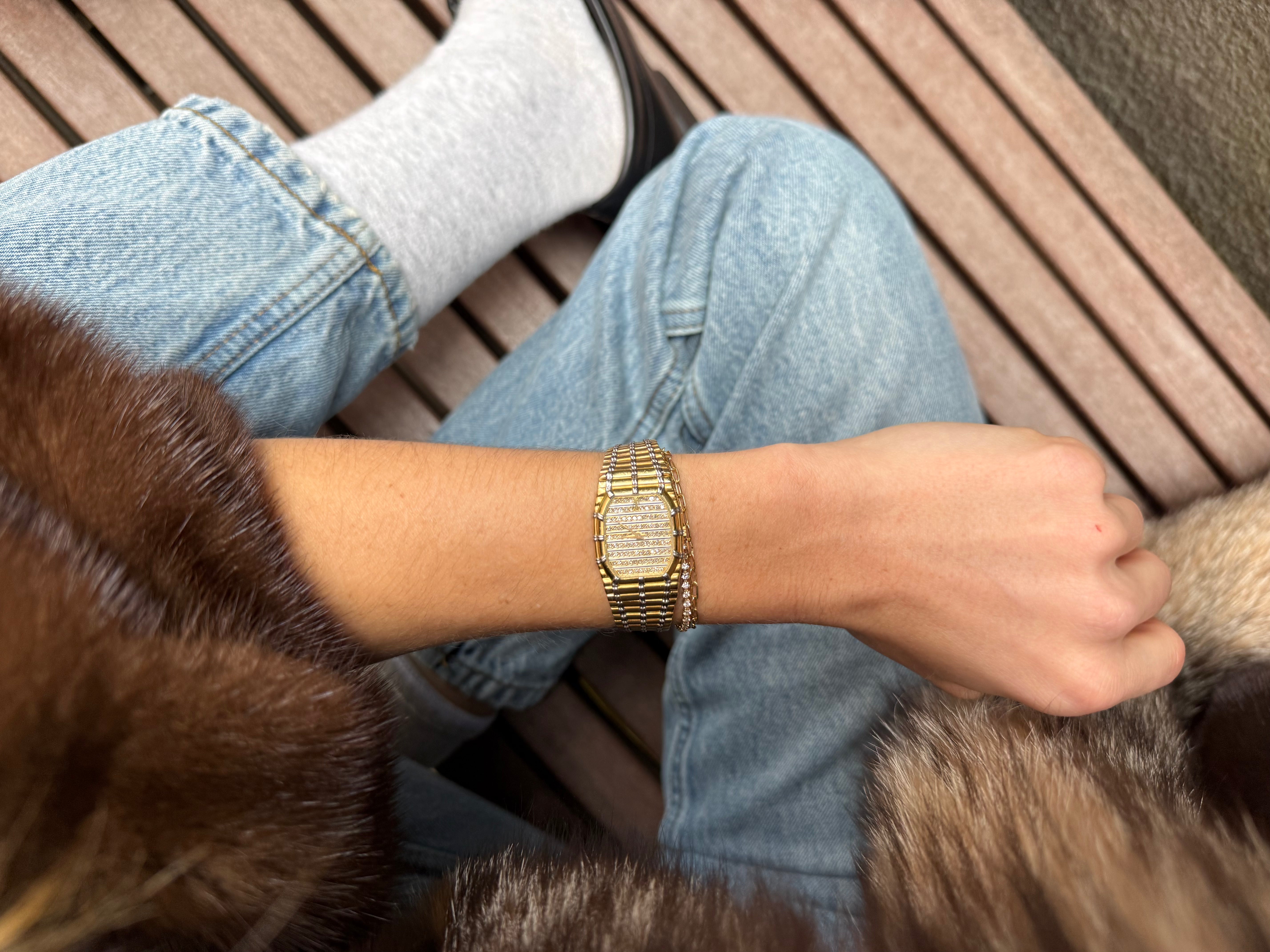 Audemars Piguet Bamboo Mini in yellow gold and pave diamonds 22mm