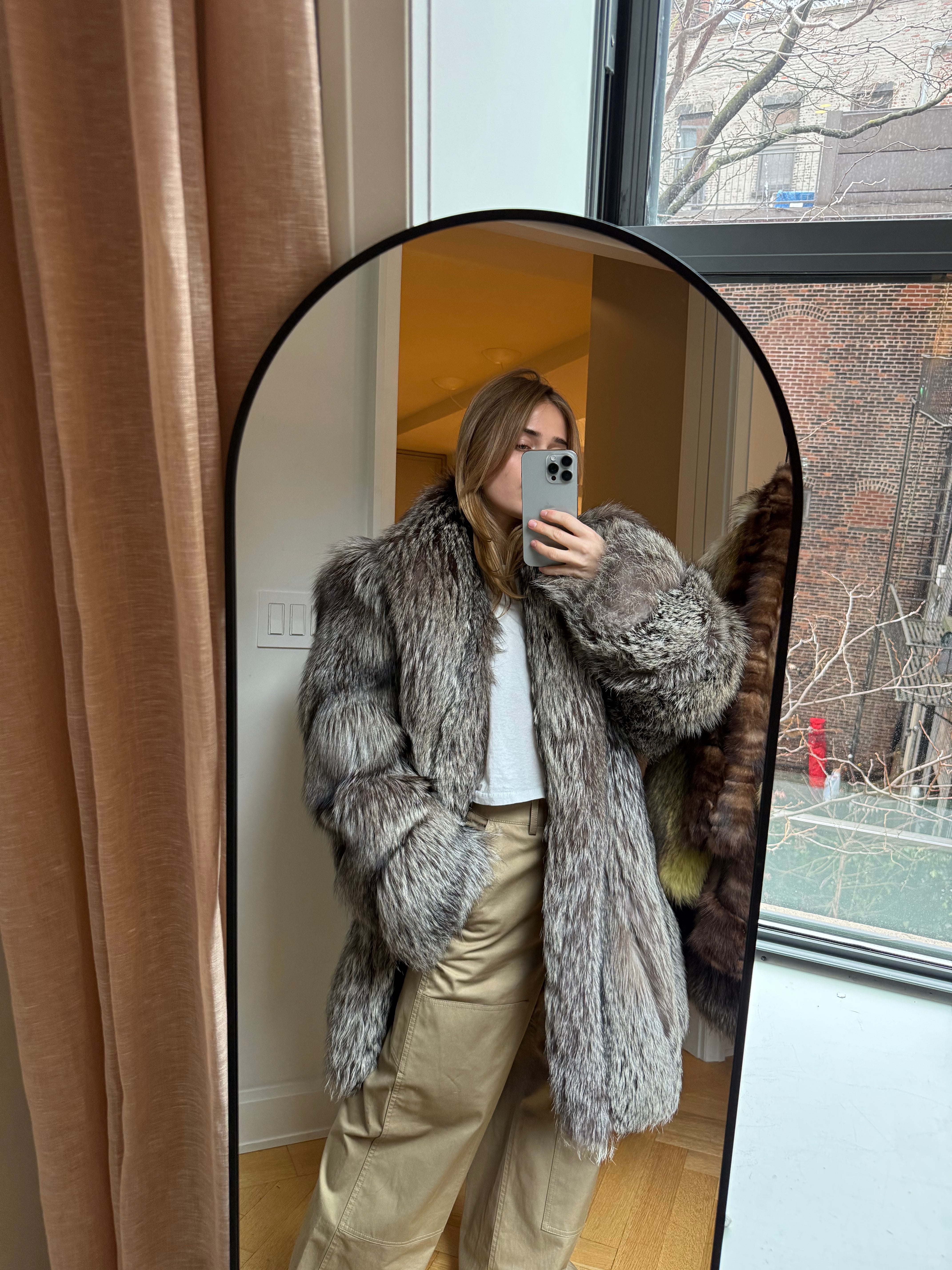 Platinum fox fur coat