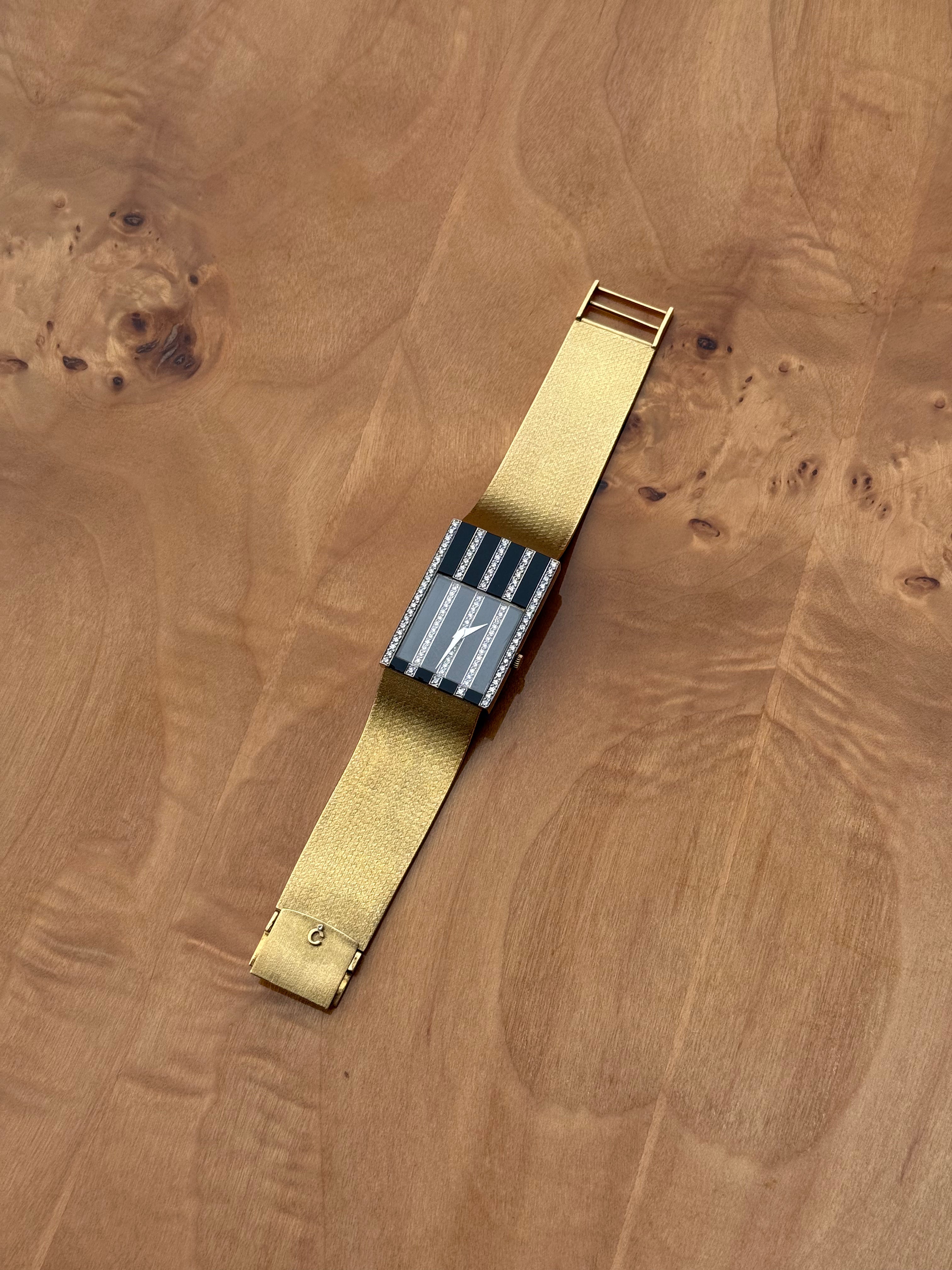 Chopard 18k Yellow Gold with Black Onyx and Diamonds Stripe Watch