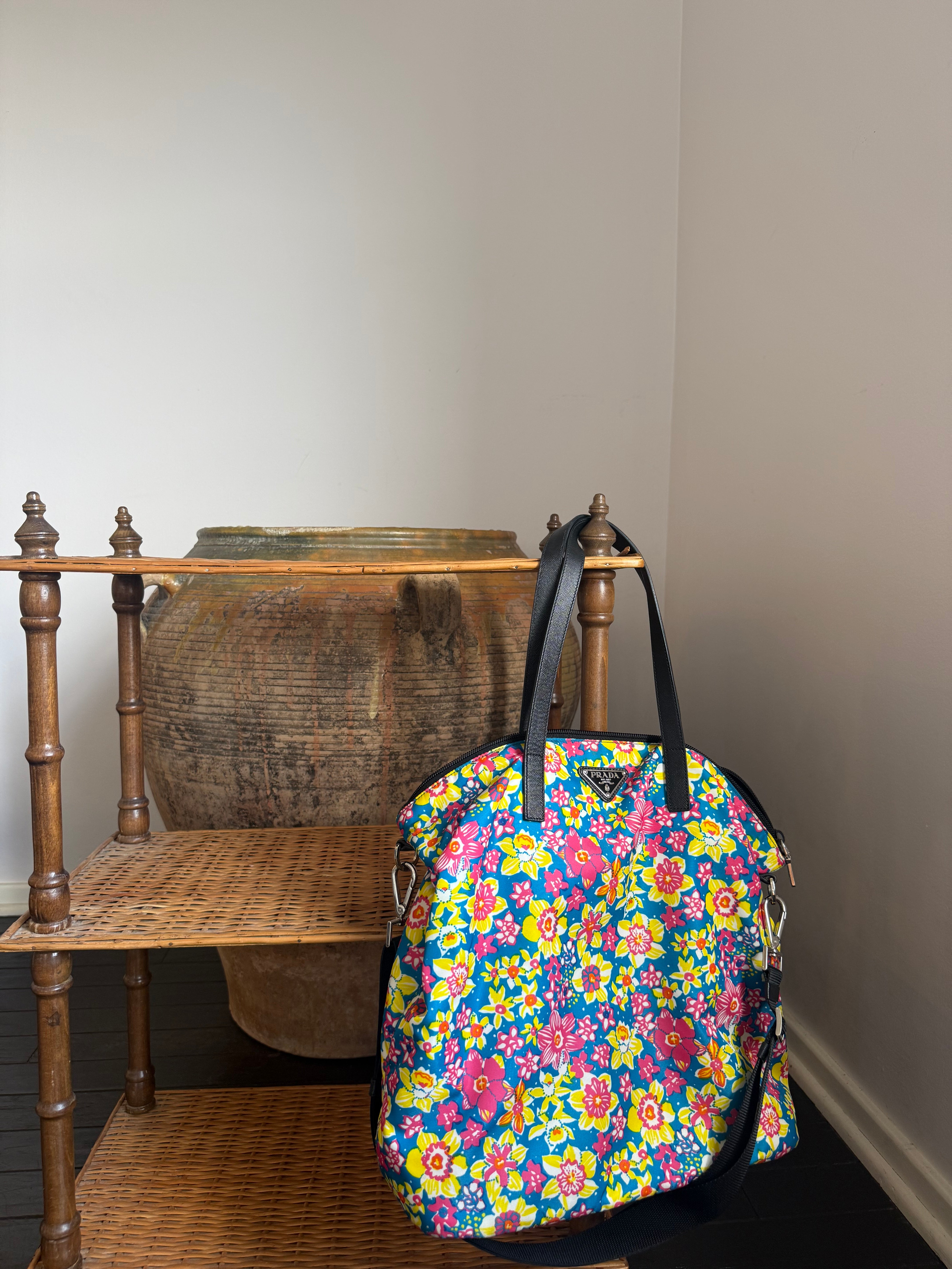 Prada tessuto nylon top printed bag