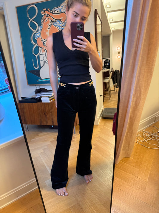 Celine black velvet jeans