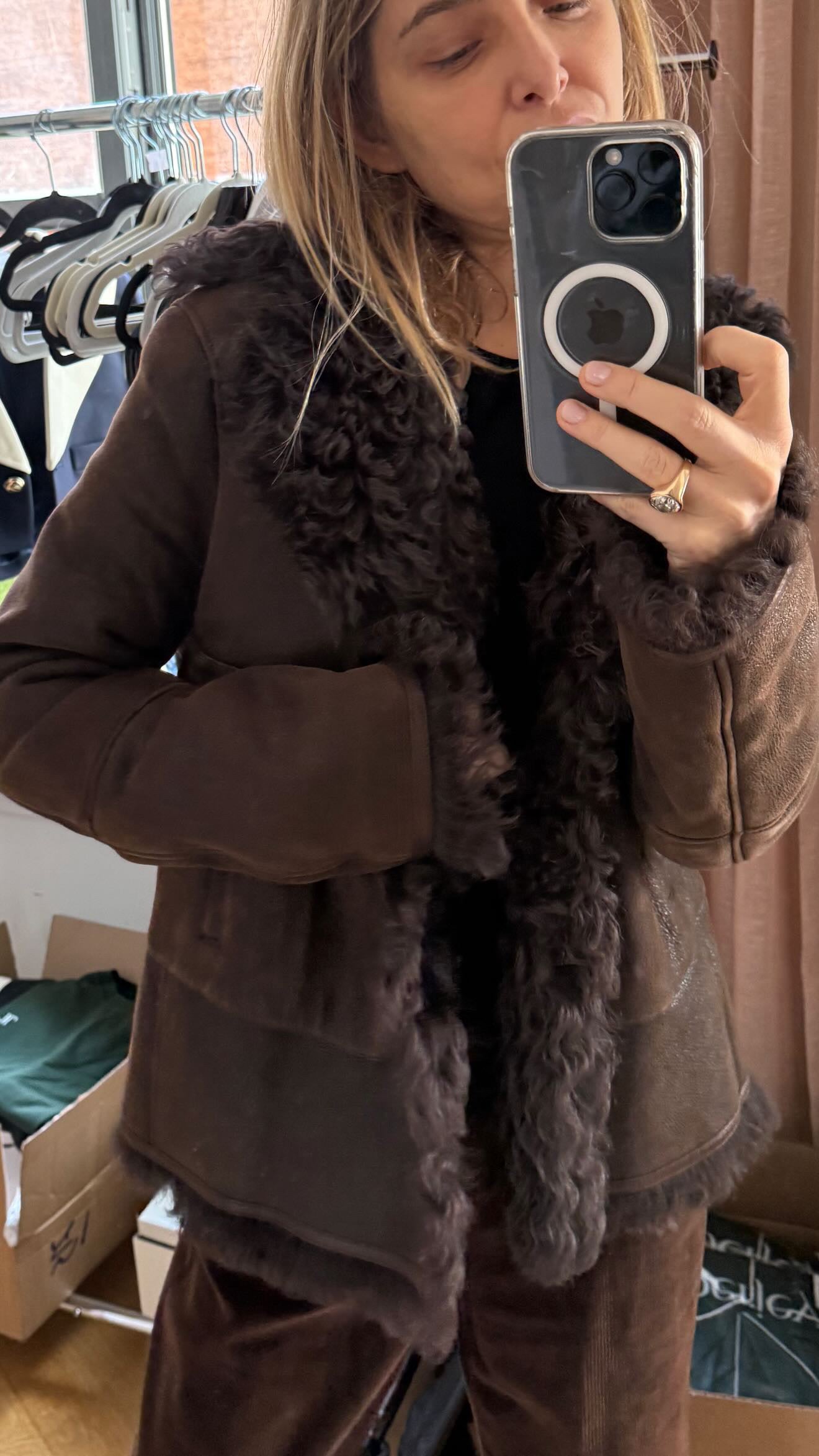 Celine brown fur jacket