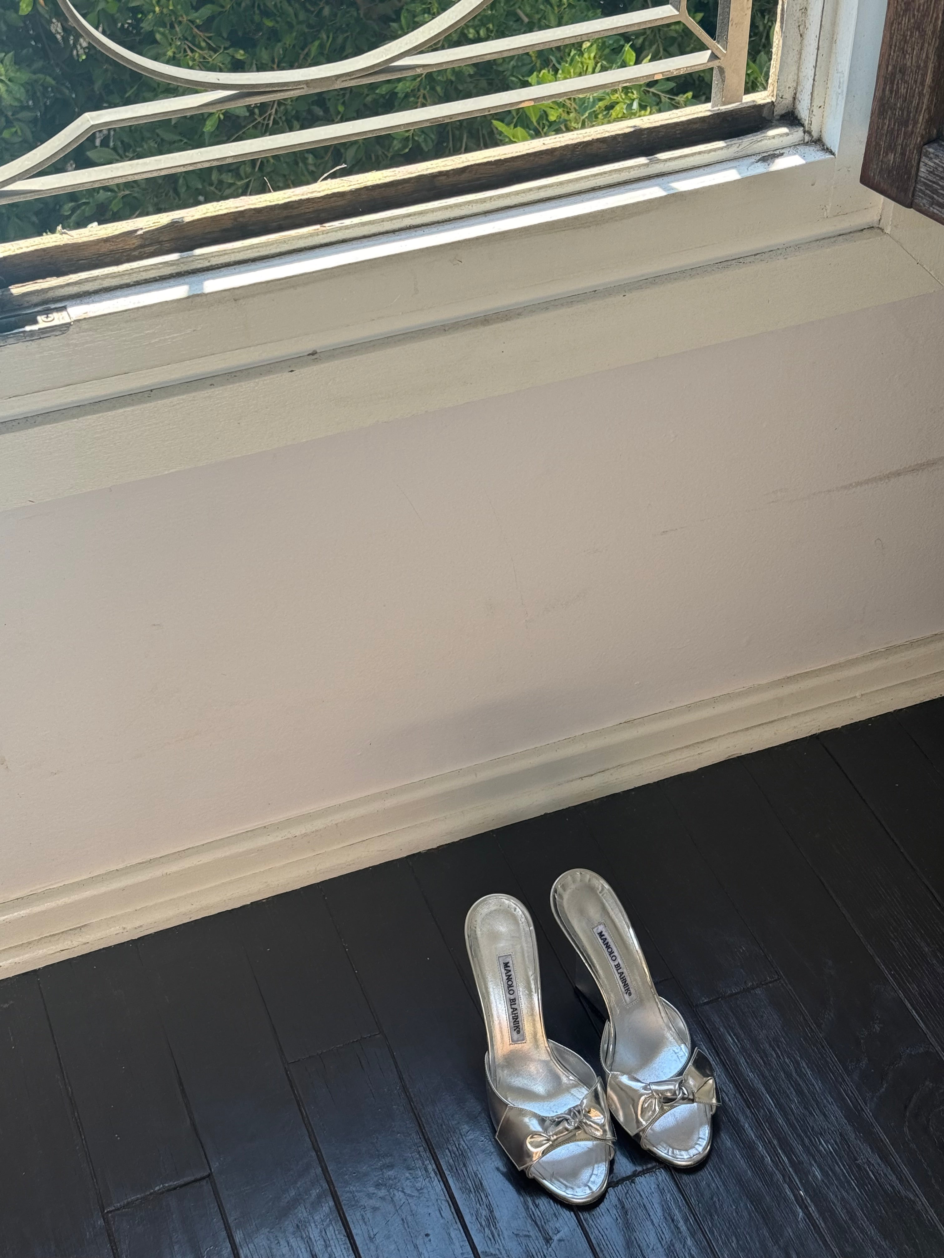 Silver Manolo blahnik blahnik wedge