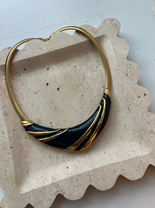 Navy enamel necklace