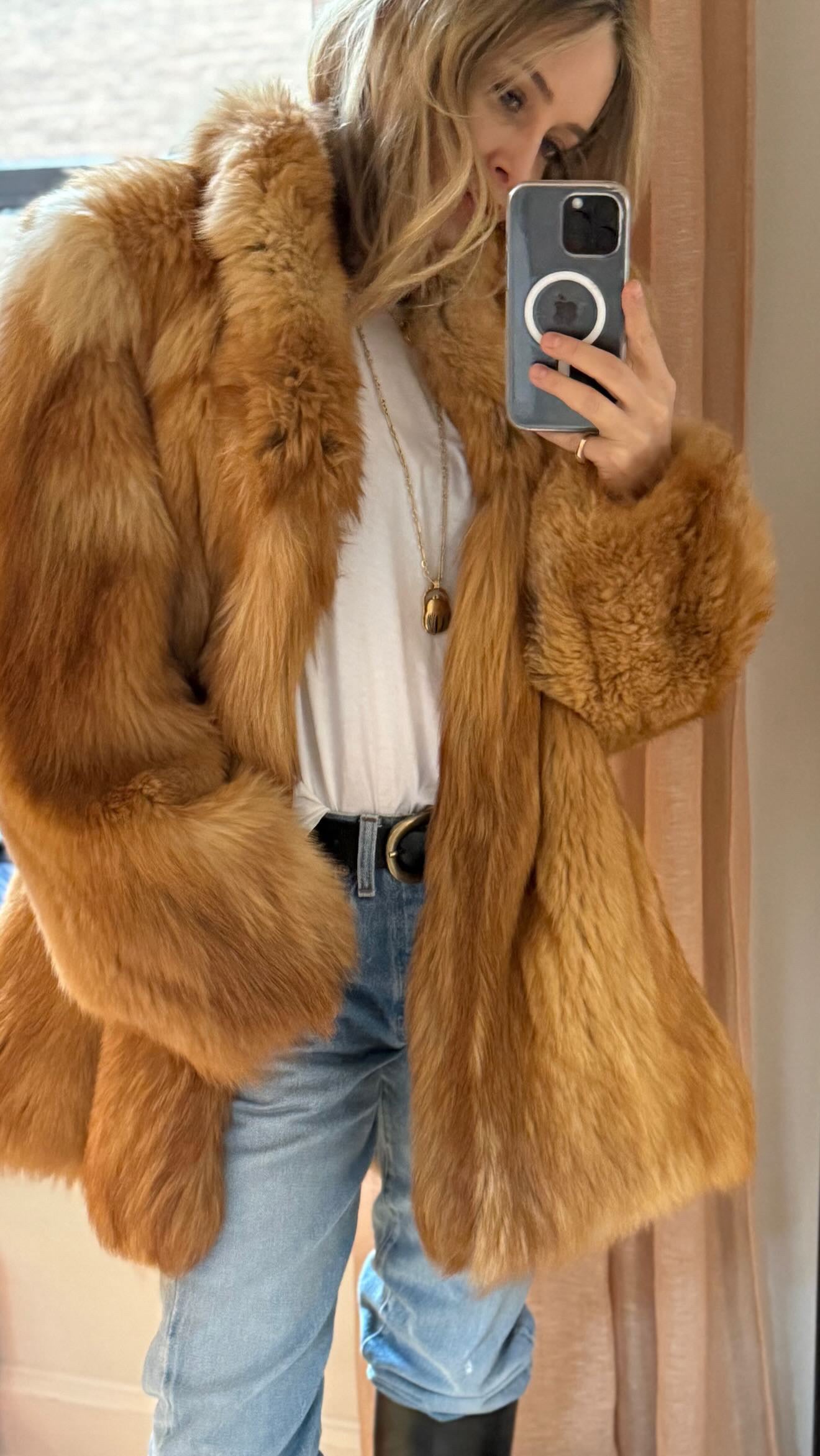 Red fox fur coat