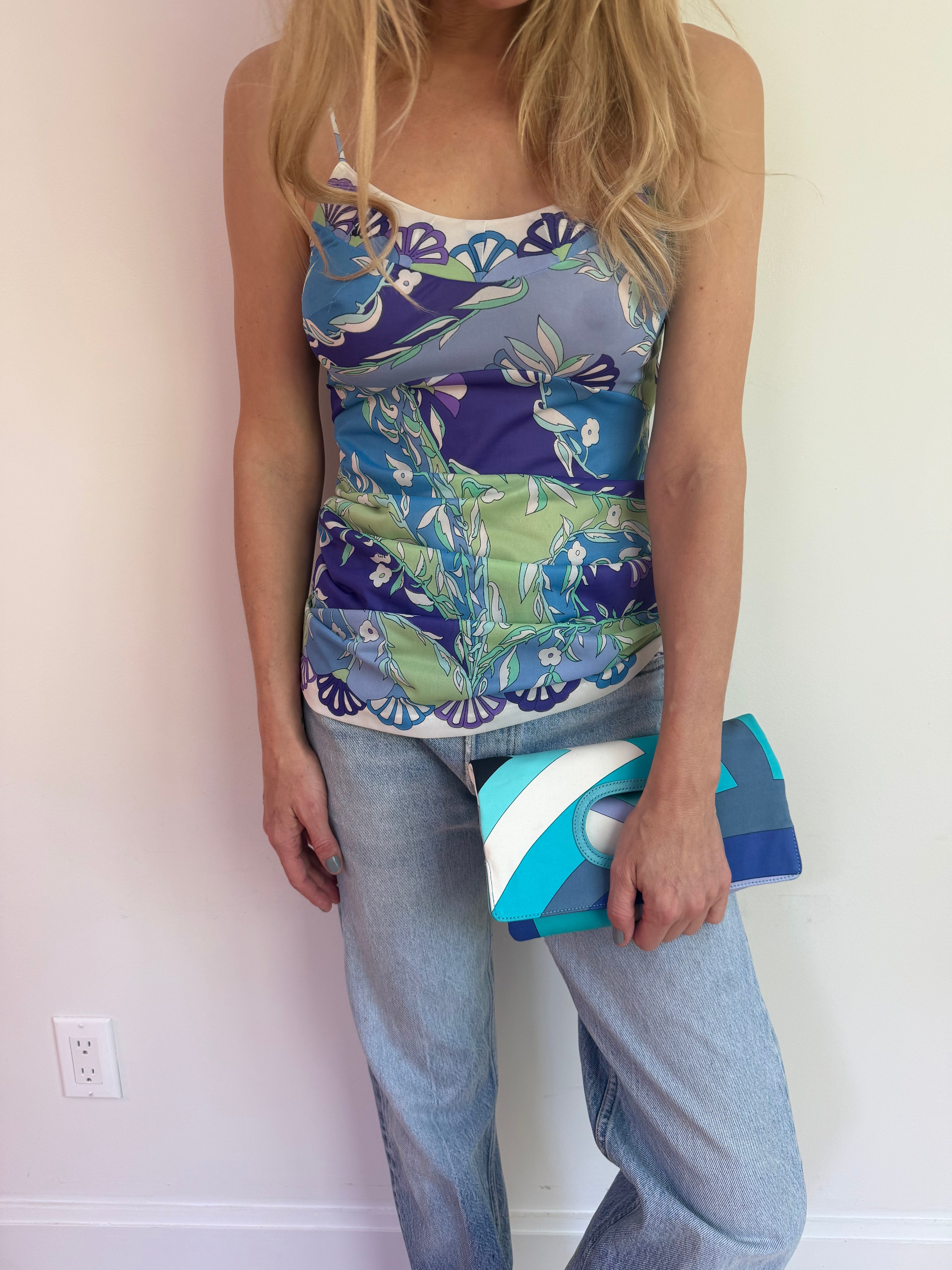 Pucci blue clutch