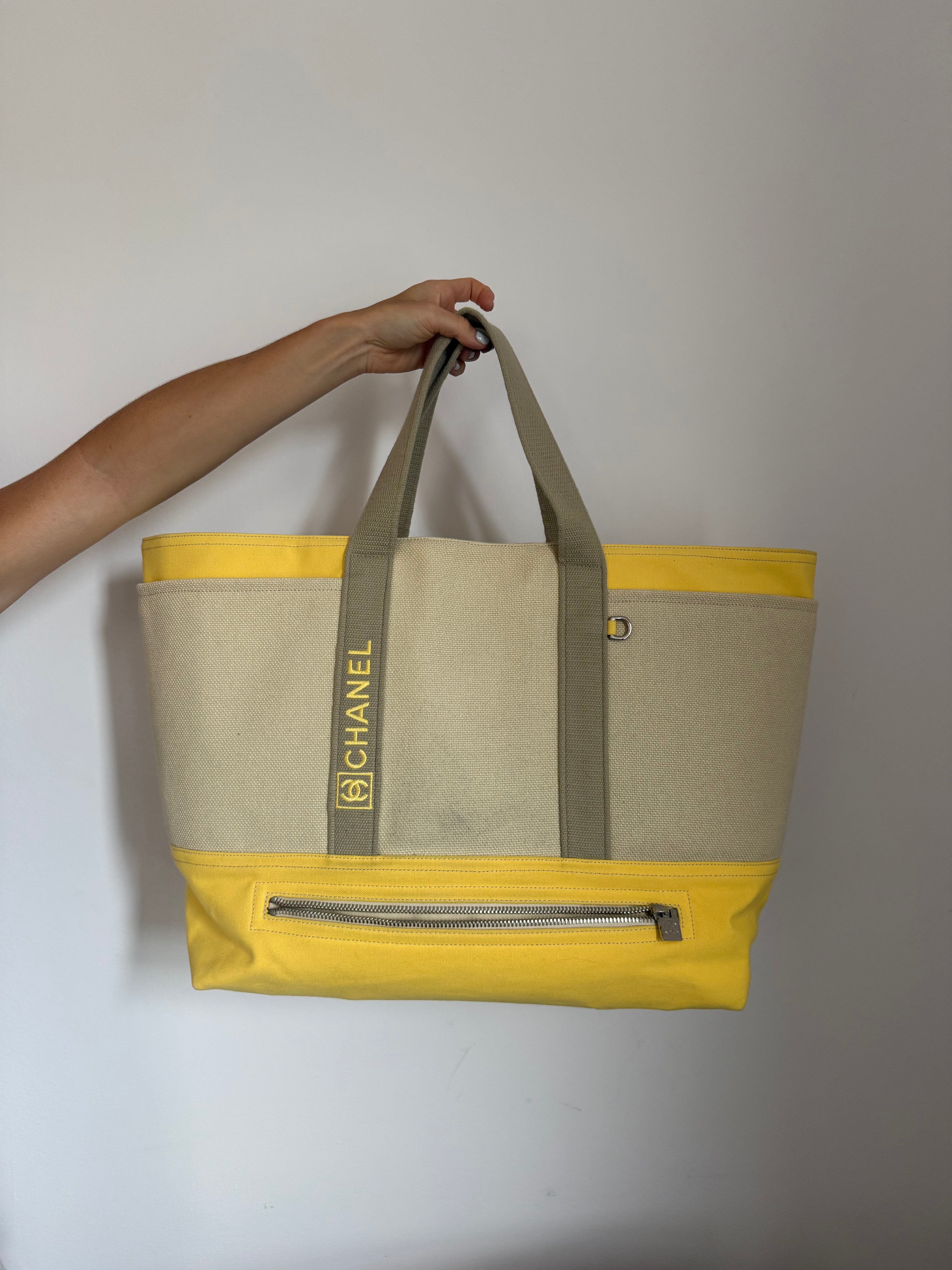 Chanel Large Sport Linge Canvas Tote
