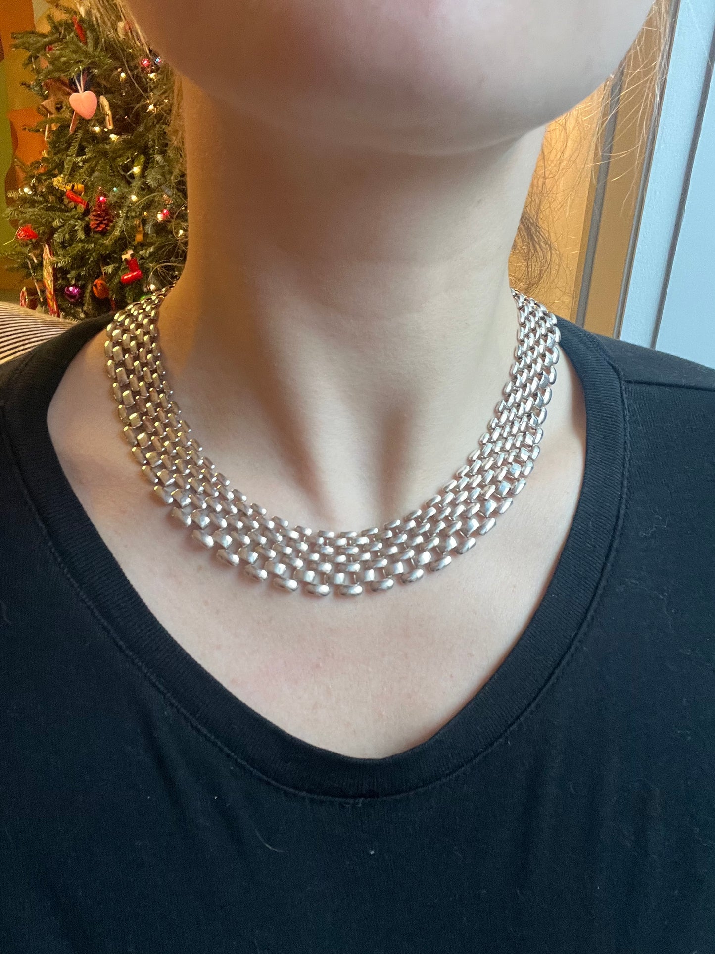 Silver square necklace