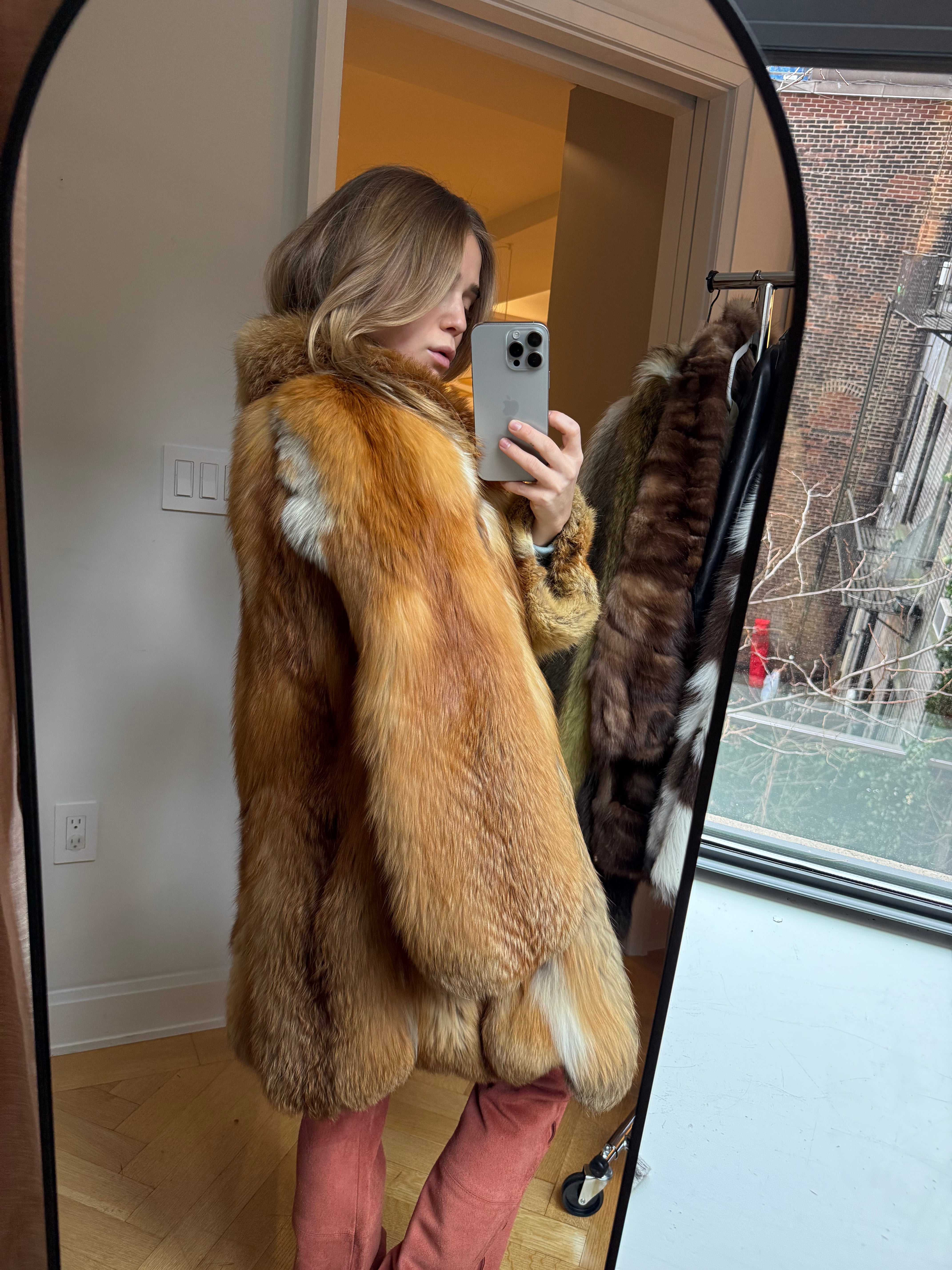 Vintage red fox fur coat