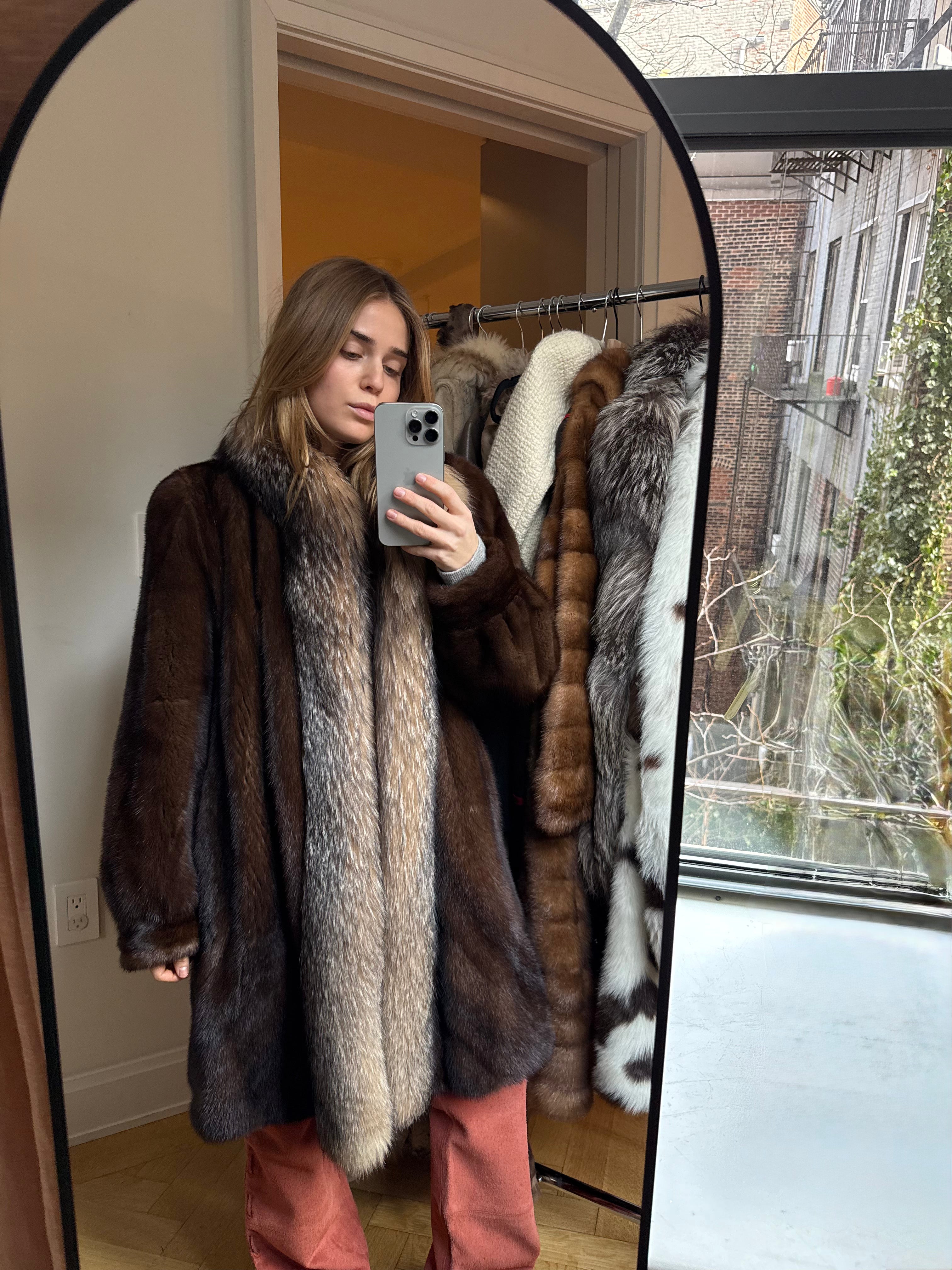 Vintage Fur jacket with contrast fur